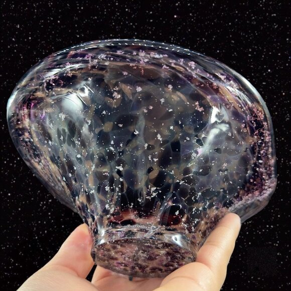 Julia Knight ARGENTO Amethyst Purple Oval Bowl Dish With Silver Flecks Signed - Picture 2 of 16